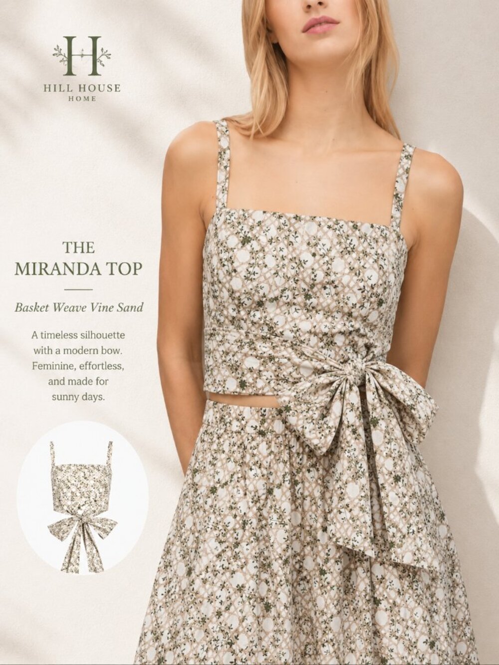 Hill House Home, The Miranda Top Basket Weave Vine Sand, Size Small